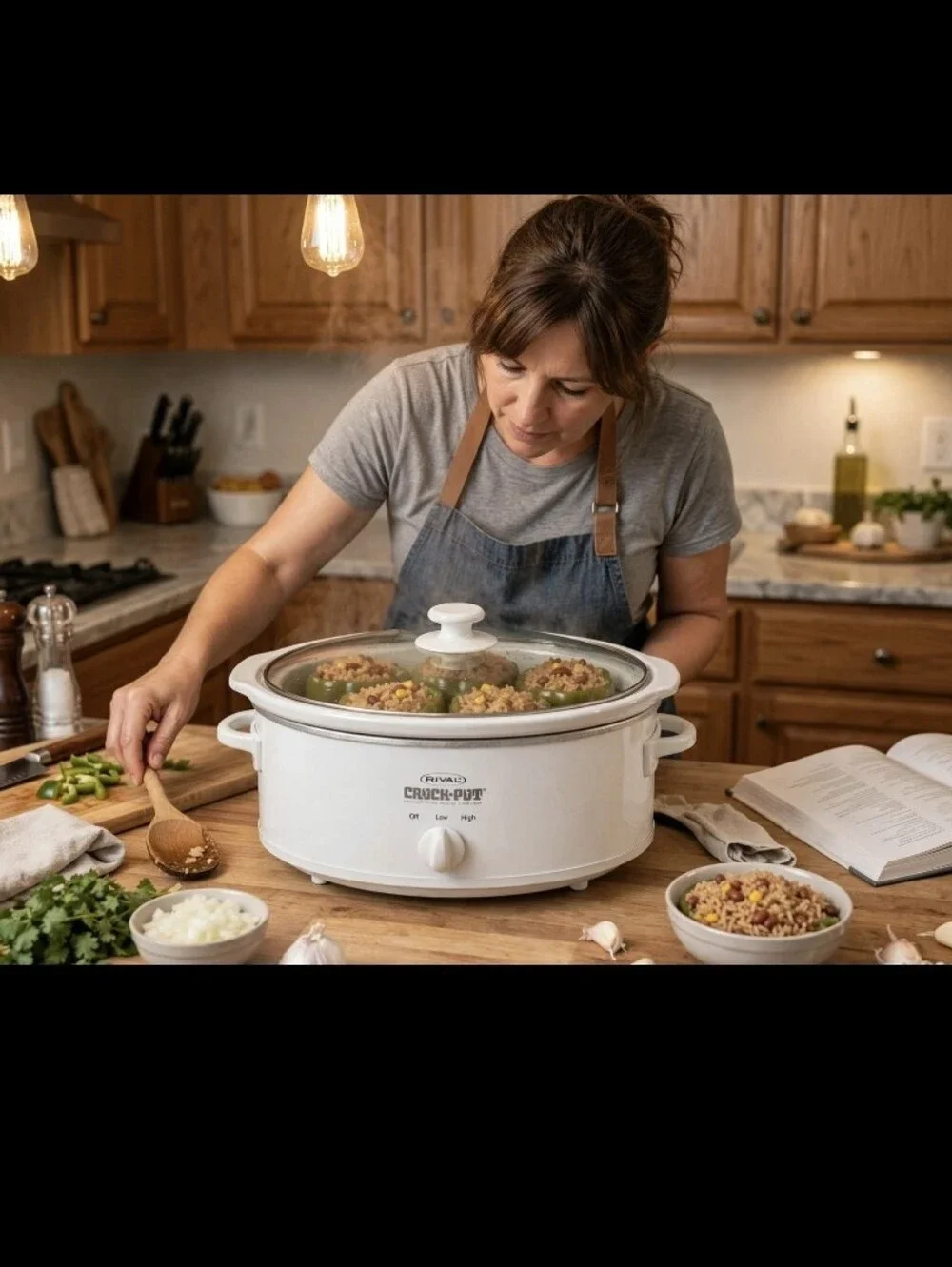 Vintage Rival Crock-Pot Slow Cooker 3 1/2 Quart - Model 3735PC W - With Traveler